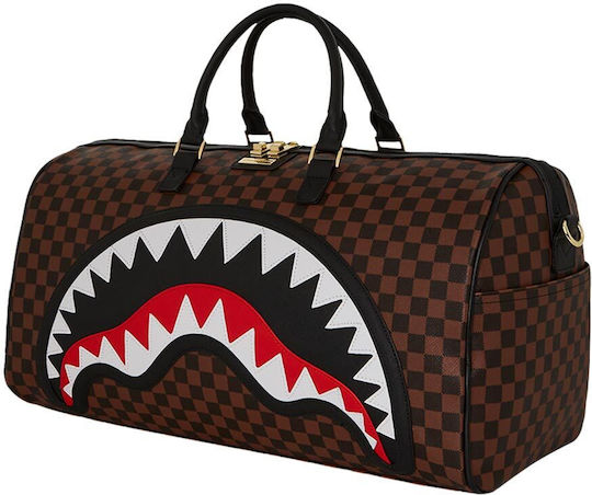 Sprayground Sharks Duffle Σακ Βουαγιάζ Καφέ από Δερματίνη Μ50xΠ25xΥ27εκ.