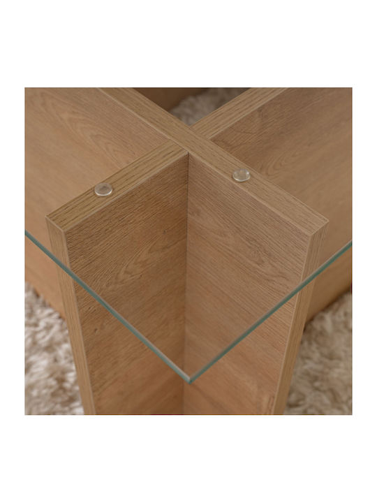 Rectangular Central Coffee Table Vetrino Glass Honey Oak W105xL65xH40cm