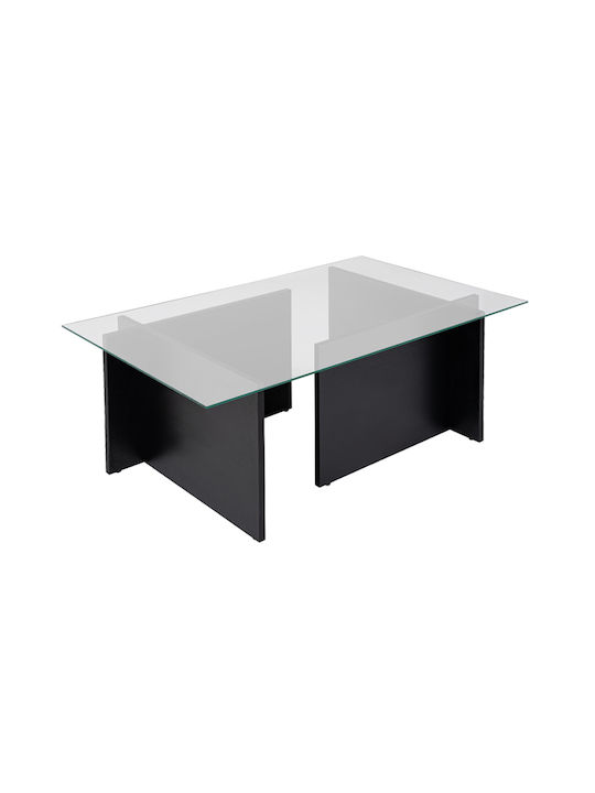 Masa Centrală Rectangulară Vetrino Din Sticlă Neagră L105xL65xÎ40cm