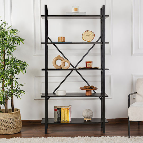 Bibliotecă Elysian Neagră 90x33.5x180cm
