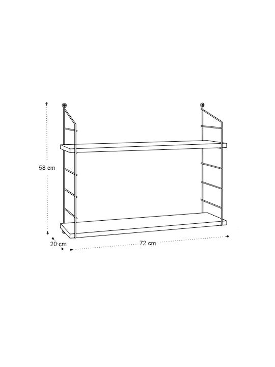 Shelf Wall Armoni Sacramento Oak 72x20x58cm
