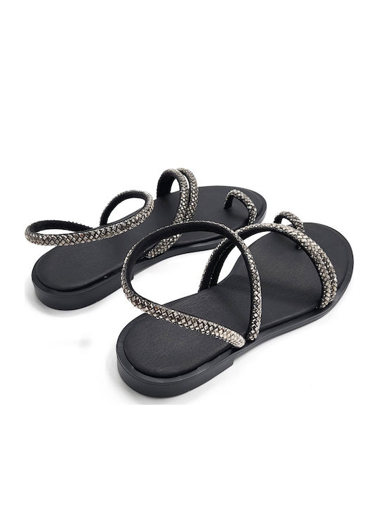 Leather Women's Flat Sandals Silver