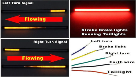 Flexible Motorcycle Headlight LED Strip Running-strobe Brake Lights & Dynamic Turn Signals High Brightness 45cm Tc-257