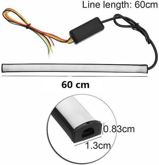 Flexible Motorcycle Headlight LED Strip Running-strobe Brake & Dynamic Turn Signal High Brightness 60cm Tc-258