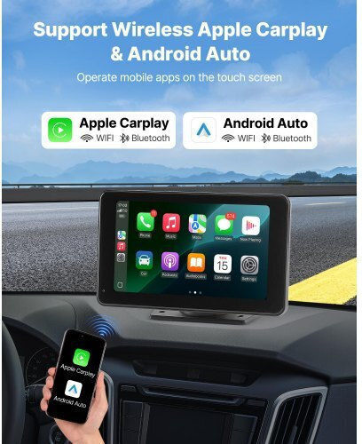 Car Stereo Vevor Radio CarPlay 7 Touch Screen Apple Android Automatic Rearview Camera