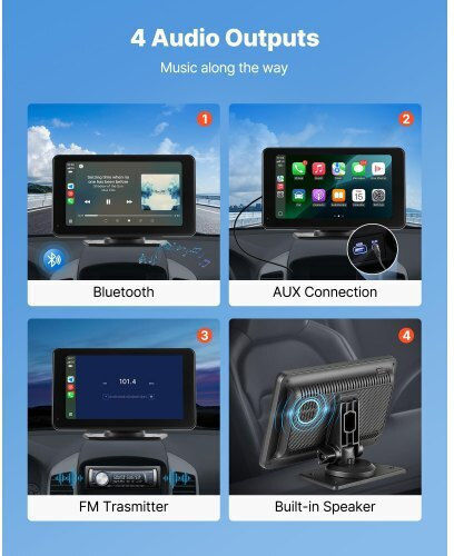 Car Stereo Vevor Radio CarPlay 7 Touch Screen Apple Android Automatic Rearview Camera