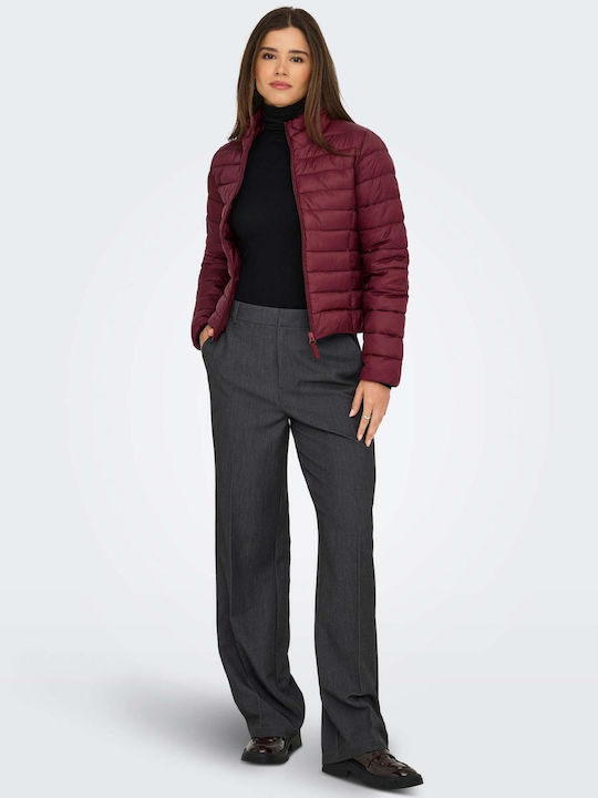Damen Puffer Jacke für Winter Burgundisch
