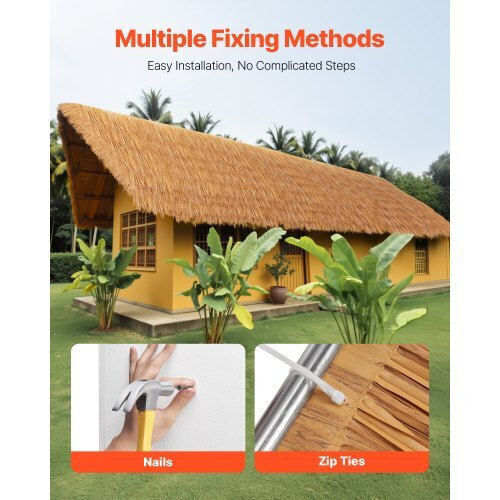 Vevor 1.6x16.4 Ft Artificial Thatch Roofing Mexican Tiki Hut Grass Skirt Roof