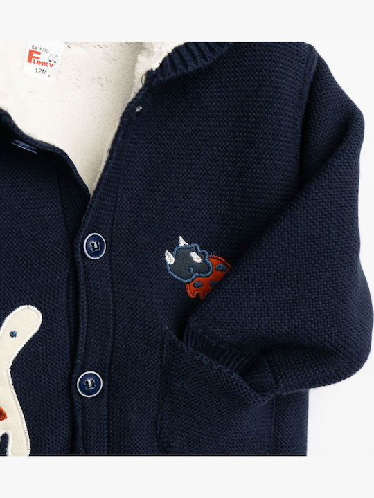 Kids Cardigan Knitted with Hood Blue