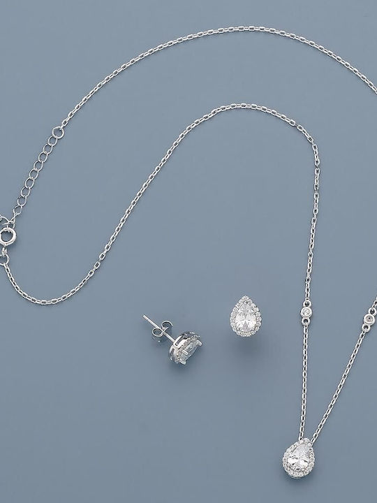 White Pearl Jewelry Set from Silver