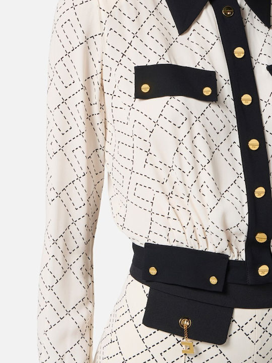 Short Women's Cardigan with Buttons White