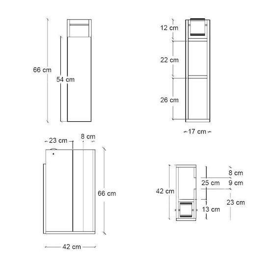 Megapap Bathroom Cabinet L17xW42xH66cm White