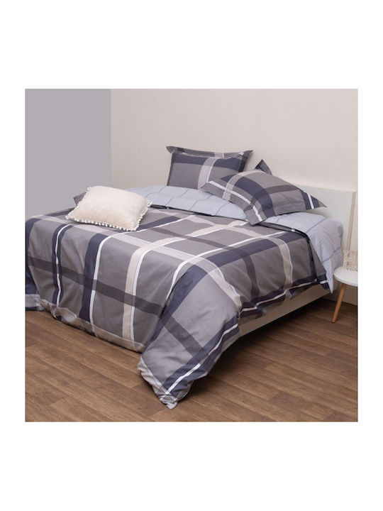 Viopros Bettdecken-Set Großes Doppelbett 220x240cm Newton Grey Satin Cotton 3Stück