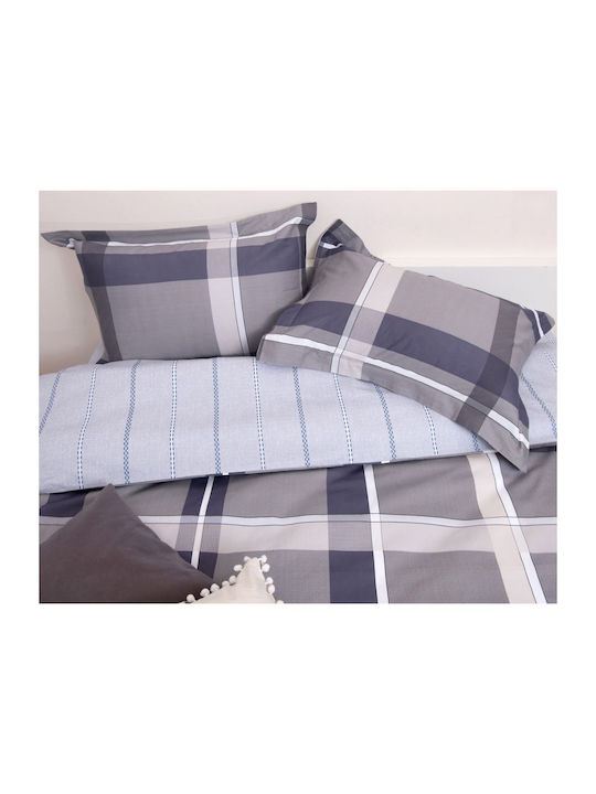 Viopros Bettdecken-Set Großes Doppelbett 220x240cm Newton Grey Satin Cotton 3Stück