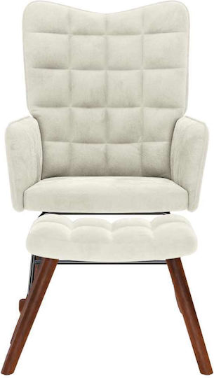 Schaukelstuhl mit Fußhocker Samt Cream 61x78x98cm