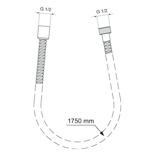 Ideal Standard Metallic Shower Hose Silver Idealrain 175cm