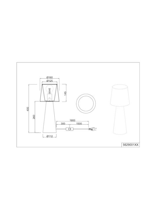 Trio Lighting Метална Настолна лампа за Цокъл E27 с Черен Абажур и Основа