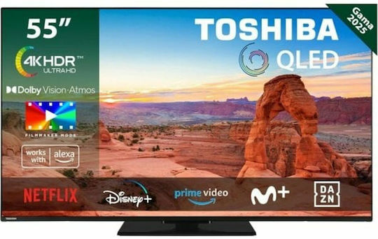 Toshiba Smart Τηλεόραση 55" 4K UHD QLED QV34 HDR (2024) 55QV3463DG