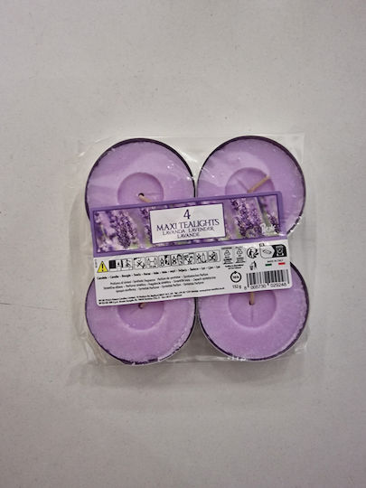 HOMie Lavender Scented Purple Tealights Up To 10 Hours Duration 4 Pieces