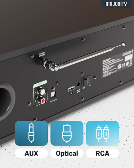 Majority Ηχοσύστημα 2.1 Quadriga 120W με CD / Digital Media / Network Player Player, WiFi και Bluetooth Μαύρο
