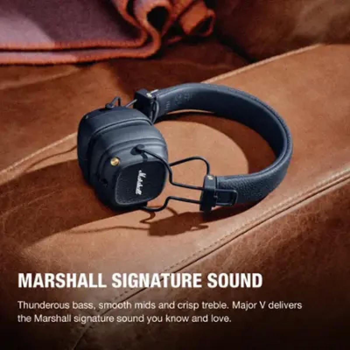 Marshall Major V Ασύρματα / Ενσύρματα On Ear Ακουστικά με 100 ώρες Λειτουργίας και Quick Charge Midnight Blue (MARSMVLEBLUE)