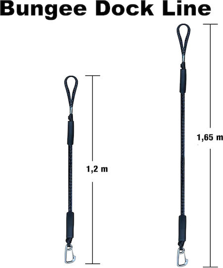 Set 2 Corzi Elastice Bungee 1.2–2.1 M Carabinieră Din Oțel Inoxidabil – Corzi Extensibile Pentru Ancorare Barcă Ponton Jet Ski Negru