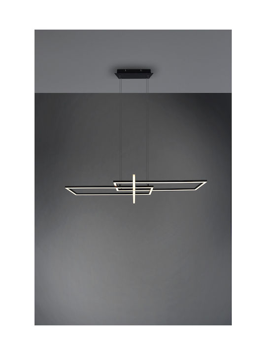 Trio Lighting Salinas Ρυθμιζόμενο Κρεμαστό Φωτιστικό Μαύρο LED με Θερμό Λευκό Φως Ράγα 110x40x40εκ.