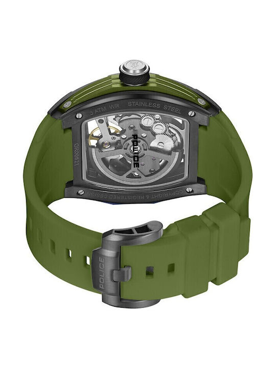Police Herrenuhr Automatisch mit Gray Kautschukarmband