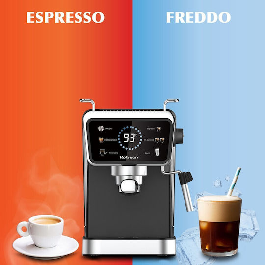 Rohnson Hot & Cold Μηχανή Espresso 1350W Πίεσης 20bar Μαύρη R-98015