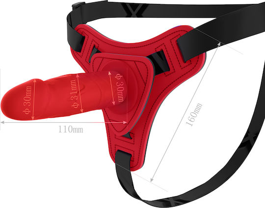 Silicone Dildo Strapon Harness Red