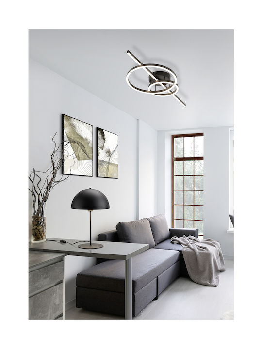 Trio Lighting Metal Table Lamp for Socket E27 with Black Shade and Base