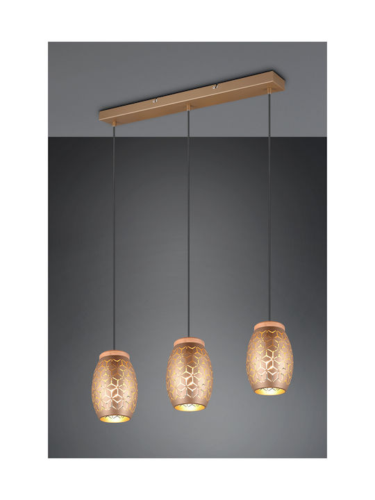 Trio Lighting Pendant Light Brown Rail with Socket E27 71x15x150cm