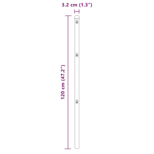 Vidaxl Zaunpfosten 13 Stk. Grau 32 mm Verzinkter Stahl 3,2x3,2x120 cm Grau