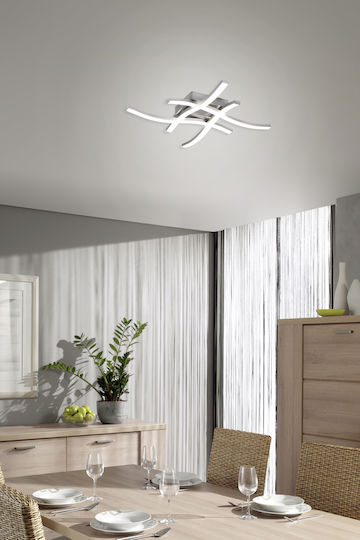 Trio Lighting Route Πλαφονιέρα Οροφής 46εκ. Ασημί με Ενσωματωμένο LED