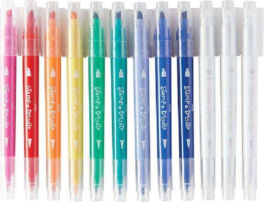 Ooly Stamp-a-doodle 9 Double-Sided Markers 3 Stamp Markers 130-100 130-100