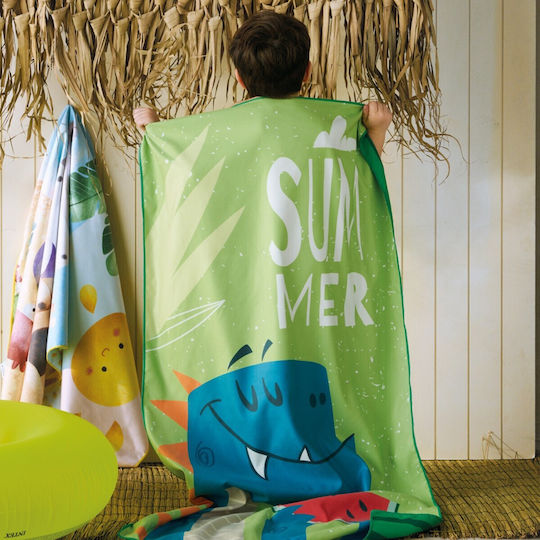 Kentia Float Kids Beach Towel Green Dinosaurs 140x70cm