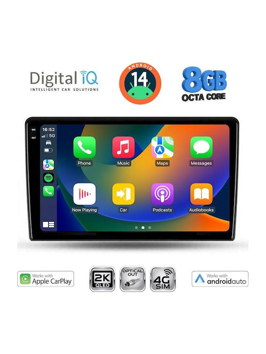 Digital IQ Car Audio System for Alfa Romeo Giulietta 2014-2020 (Bluetooth/USB/WiFi/GPS/Apple-Carplay/Android-Auto) with Touch Screen 9"
