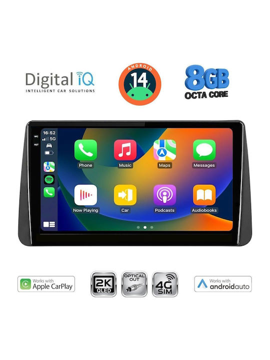 Digital IQ Car Audio System for Fiat Tipo 2018-2023 (Bluetooth/USB/WiFi/GPS/Apple-Carplay/Android-Auto) with Touch Screen 9"