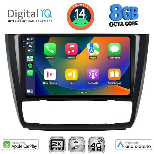 Digital IQ Car Audio System for BMW Series 1 2004-2013 with Clima (Bluetooth/USB/WiFi/GPS/Apple-Carplay/Android-Auto) with Touch Screen 9"
