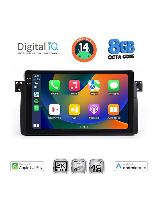 Digital IQ Car Audio System for BMW E46 1998-2005 (Bluetooth/USB/WiFi/GPS/Apple-Carplay/Android-Auto) with Touch Screen 9"