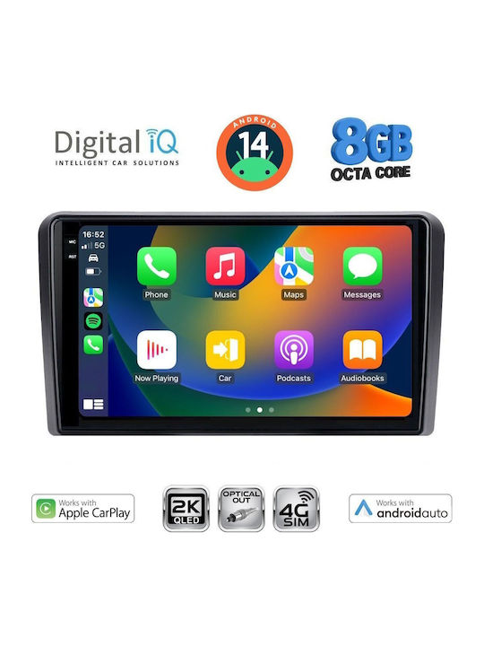 Digital IQ Car Audio System for Audi A3 2003-2012 (Bluetooth/USB/WiFi/GPS/Apple-Carplay/Android-Auto) with Touch Screen 9"
