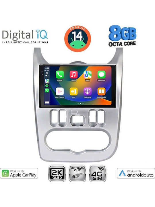 Digital IQ Car Audio System for Renault Logan Dacia Duster / Logan / Sandero 2006-2012 (Bluetooth/USB/WiFi/GPS/Apple-Carplay/Android-Auto) with Touch Screen 9"