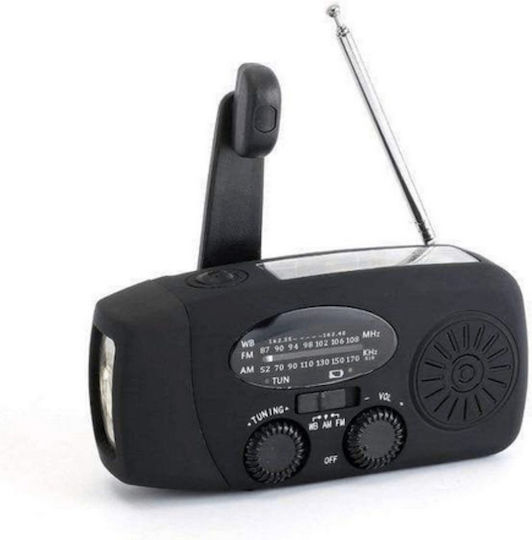 Kronos Crank Radio Φορητό Ραδιόφωνο Ηλιακό Μαύρο