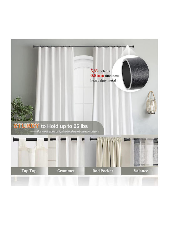 Extendable Metallic Curtain Pole Single 71-236cm Black