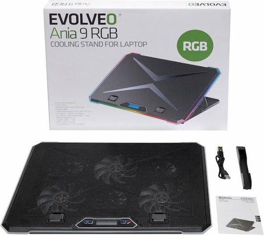 Evolveo Ania 9 Cooling Pad for Laptop up to 17" with 6 Fans and Lighting