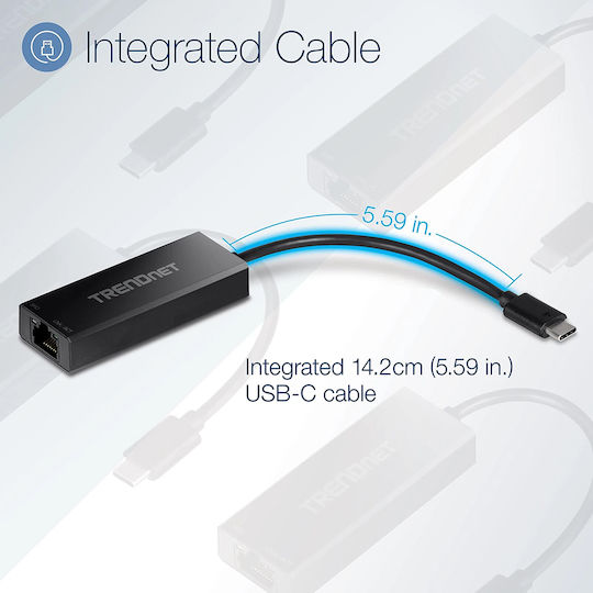 Techsuit Ethernet Adapter Netlink Ac20 Type-c Male To Rj45 Lan Port Female 100mbps Abs Black Hub029;ac20