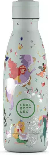 Cool Bottles Kids Water Bottle from Silicone Thermos with Straw Green 350ml
