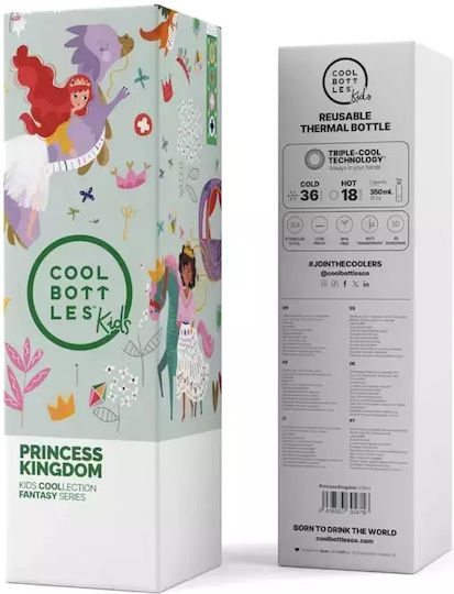 Cool Bottles Kids Water Bottle from Silicone Thermos with Straw Green 350ml