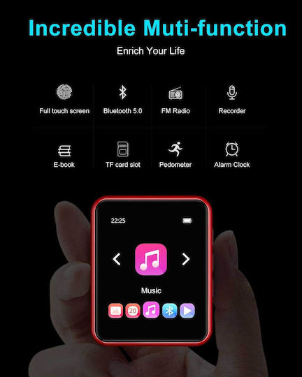 Joliker MP3 Player (32GB) with IPS Touch Screen 1.8" Red 764832274364