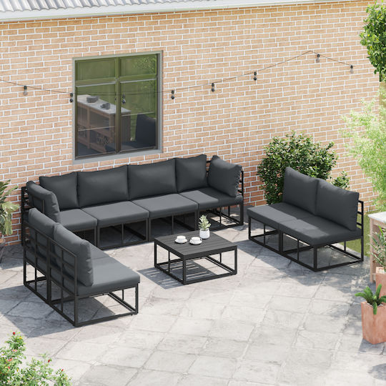 Set Camera De Zi Pentru Exterior 8 Piese Negru Cu Perne